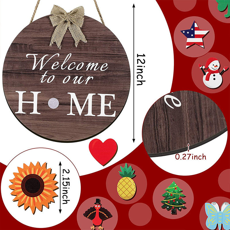 Wooden Round Holiday American Country Wall Hanging Tag