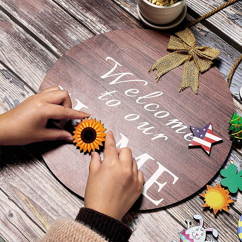 Wooden Round Holiday American Country Wall Hanging Tag