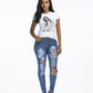 Fashionable Personality Stretch Ripped Jeans Pants