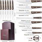 Kitchen Knife Sets, 15 Piece Knife Sets with Block for Kitchen Chef Knife Stainless Steel Knives Set Serrated Steak Knives with Manual Sharpener Knife Amazon Platform Banned
