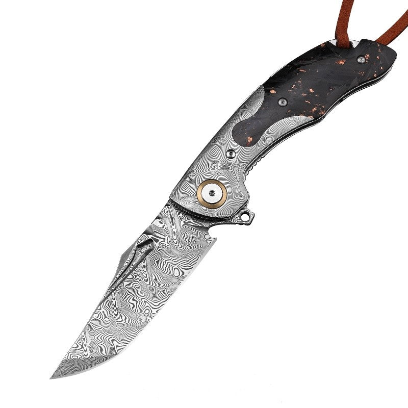 Outdoor Camping Survival Knife High Hardness Pattern Steel Folding Knife