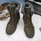 Men's Martin Boots Winter Warm Fur Plush Suede Leather & Waterproof Fabric Ankle Snow Boots Male High Top Anti Slip Rubber Work Safety Shoes