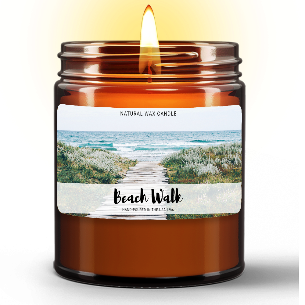 Natural Wax Candle in Amber Jar (9oz)