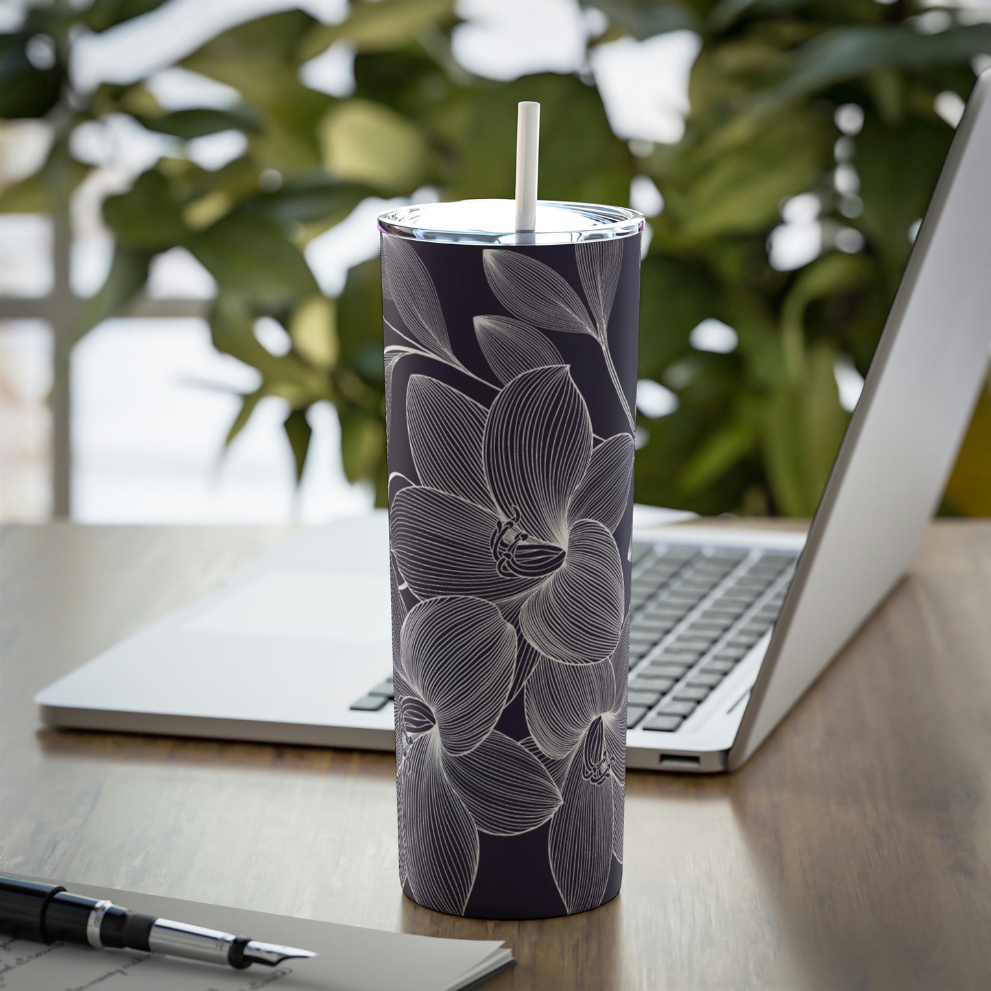 Skinny Steel Tumbler with Straw, 20oz