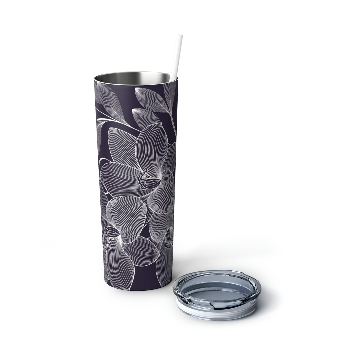 Skinny Steel Tumbler with Straw, 20oz